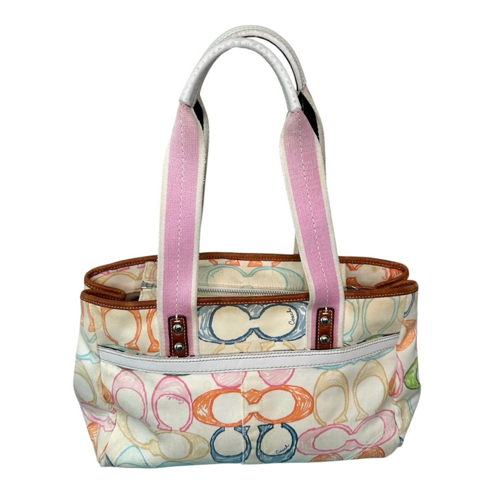 Coach Vintage Hampton Scribble Multicolor Signature Tote with Pink Handles 
2007 - Picture 6 of 17